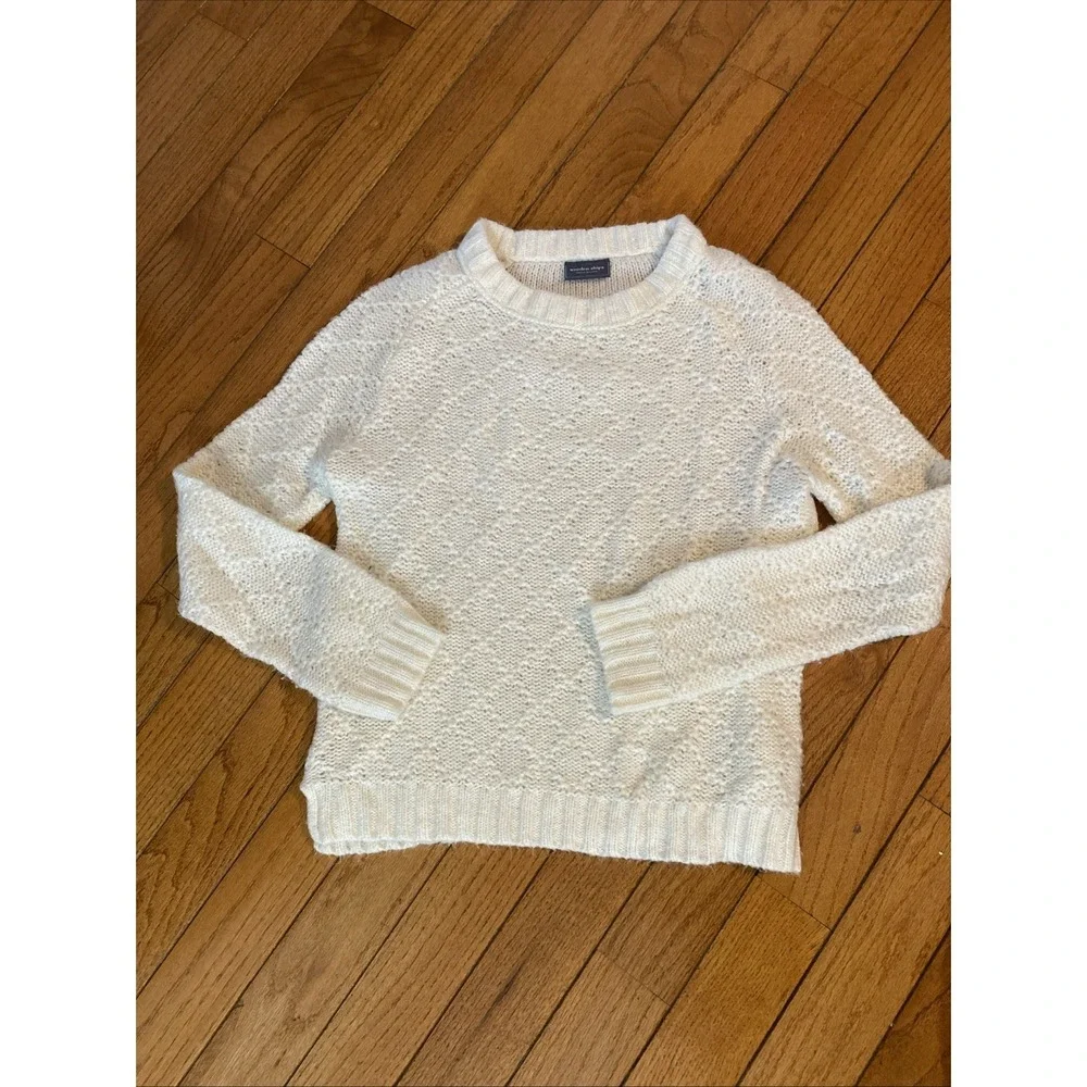 Wooden Ships Pullover Cream Diamond Textured Knit Sweater M/L